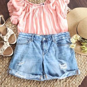 Gap Women's Jean Shorts Size 28 Sexy Boyfriend Shorts Distressed Light Blue